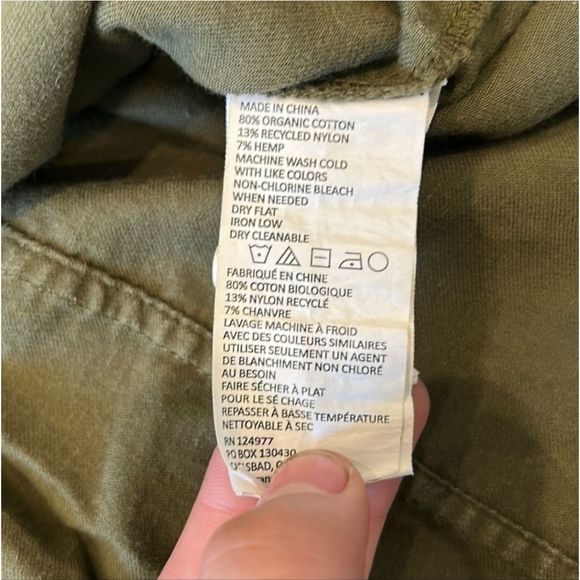 Prana Yarrow Army Green Button Down ShirtDress Solid Organic Cotton Size… - Picture 8 of 8